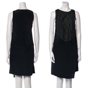 Sachin + Babi Tassel Dots Asymmetrical Surplice Silk Sleeveless Black Dress 0